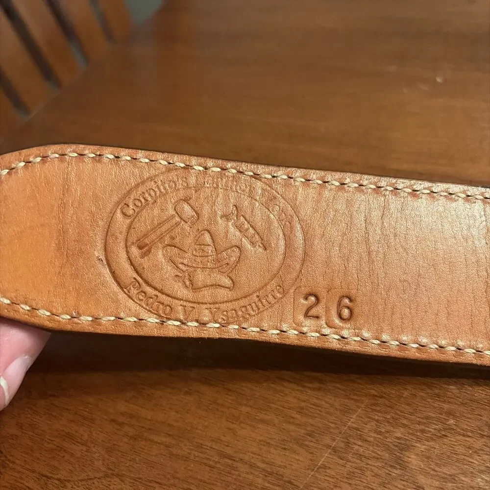 Western Belt For Men Cowboy Full Grain Leather Hand Tooled 26 No Buckle